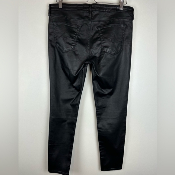 Ag Adriano Goldschmied The Legging Ankle Jean Faux Leather Super Skinny Black 27 - Picture 4 of 5
